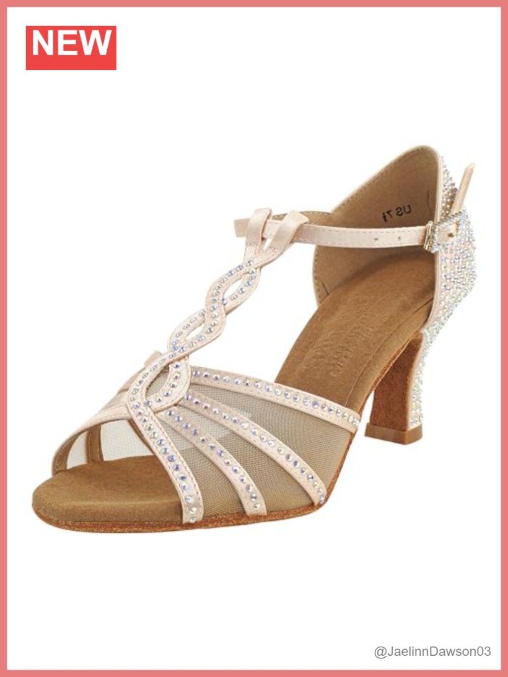Crystal Embellished Suede Sole Satin Dance Shoes
